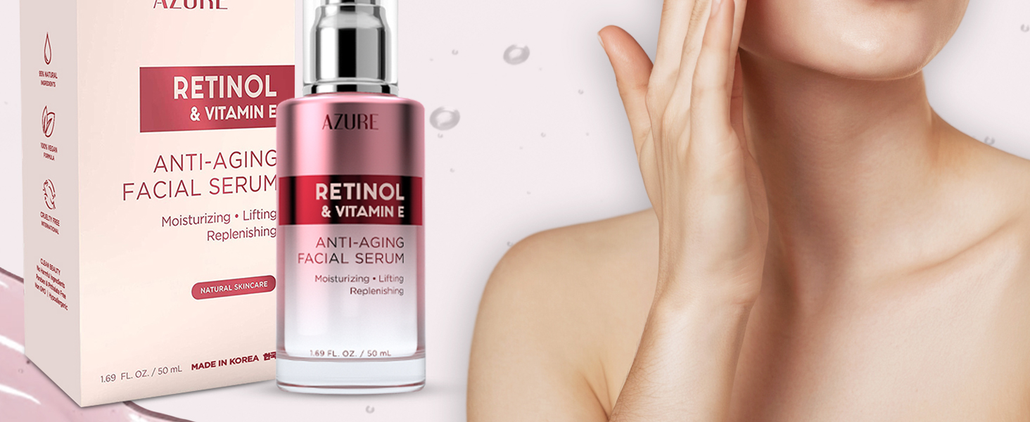 AZURE Retinol & Vitamin E Anti Aging Facial Serum - Lifting, Replenishing & Moisturizing Face Serums
