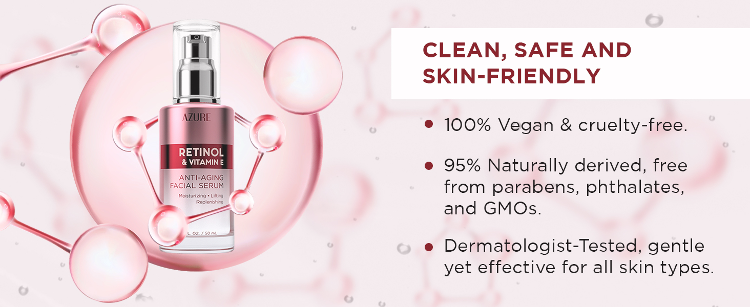 AZURE Retinol & Vitamin E Anti Aging Facial Serum - Lifting, Replenishing & Moisturizing Face Serums