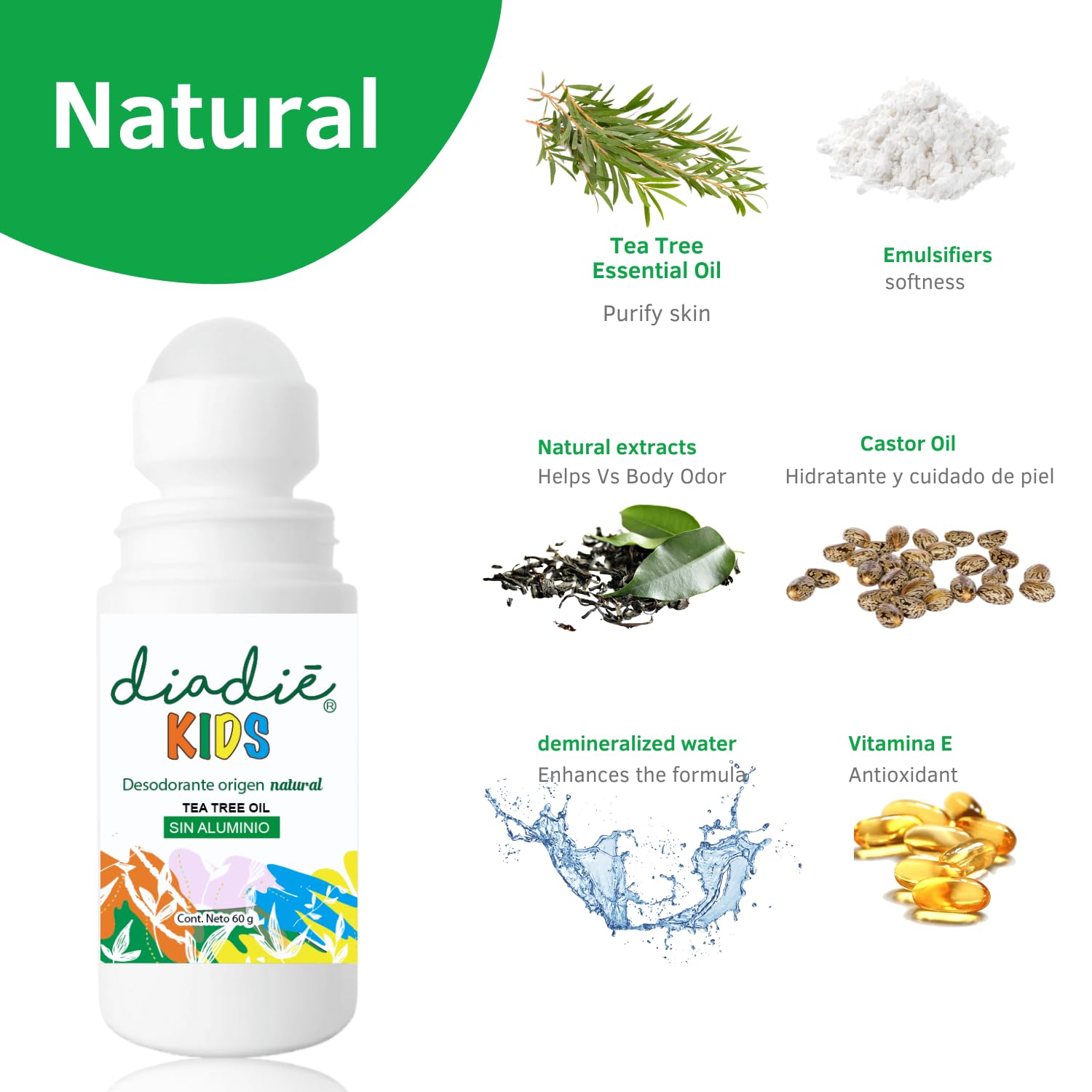 Kids Natural Deodorant Rollon for Kids, Boys or Girls and Teens I Aluminum-Free, Paraben-Free 2.1oz each. 2 Pack - Image 3