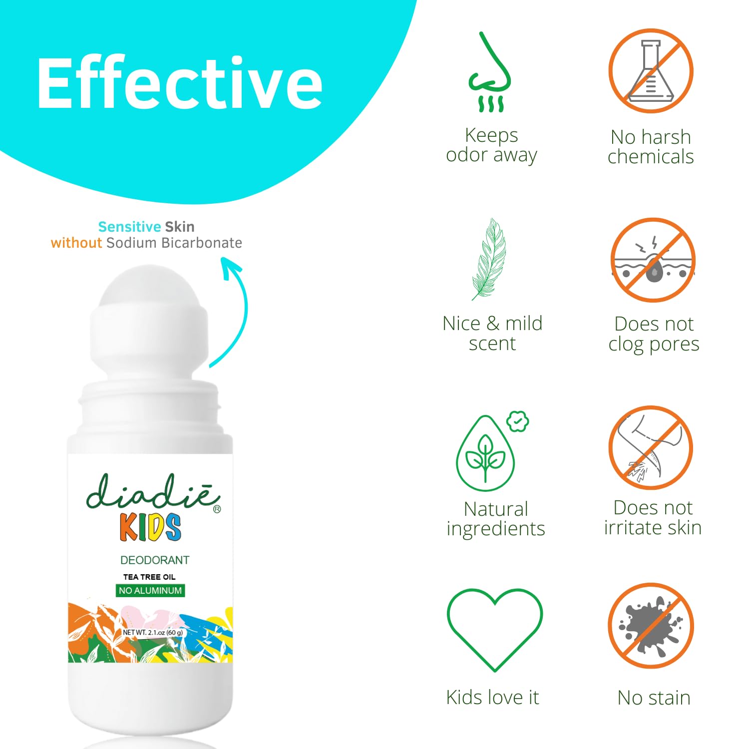 Kids Natural Deodorant Rollon for Kids, Boys or Girls and Teens I Aluminum-Free, Paraben-Free 2.1oz each. 2 Pack - Image 4
