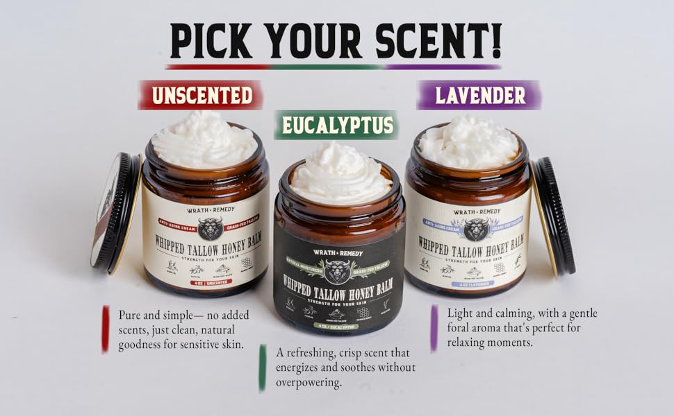 Unscented ⁢Tallow, Eucalyptus ‌Tallow, ⁢Lavendar​ Tallow