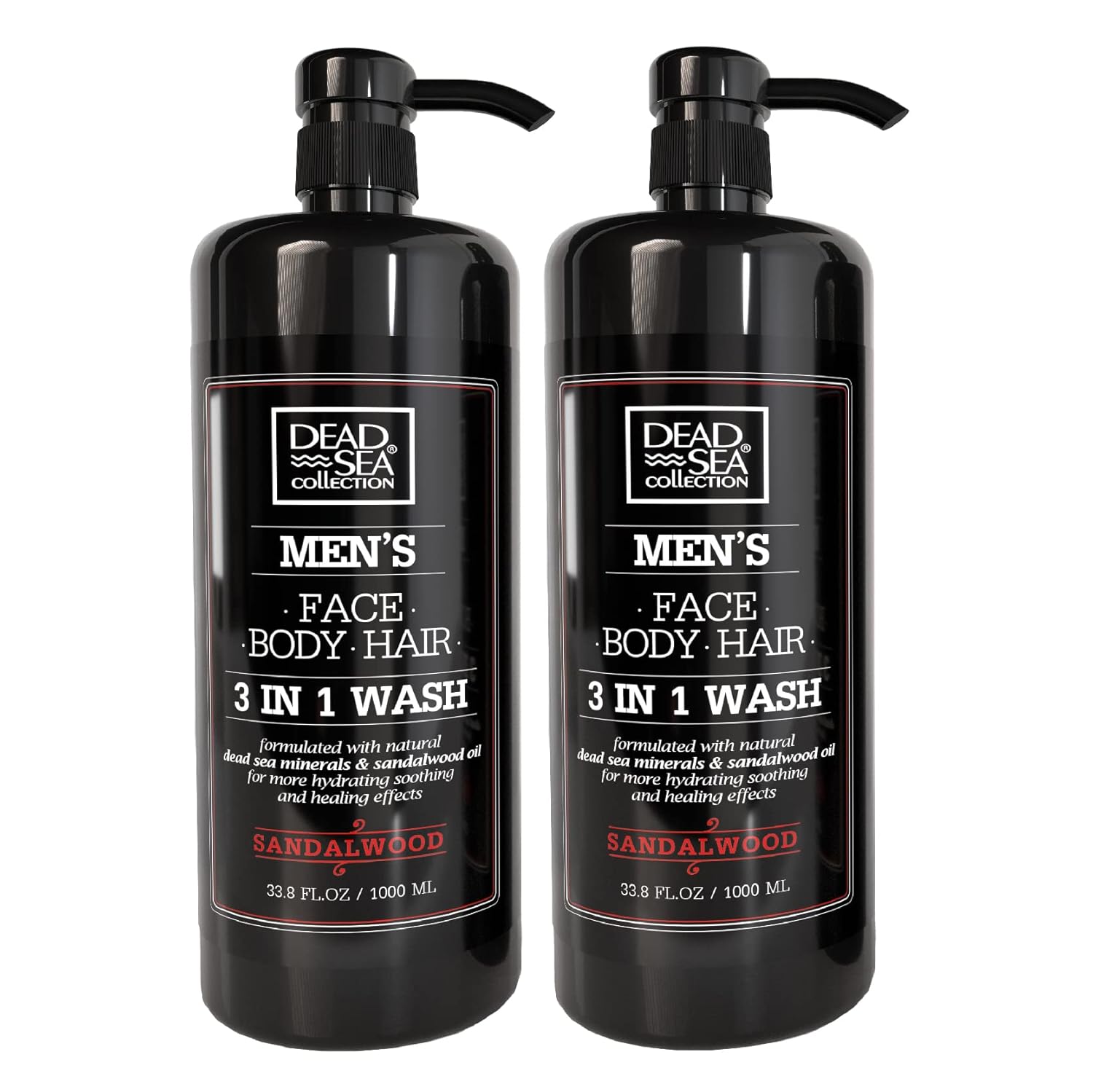 Dead Sea Collection Triple Bundle Men's 3-in-1 Body Wash Sandalwood Amberwood 6-Piece Set - Image 2
