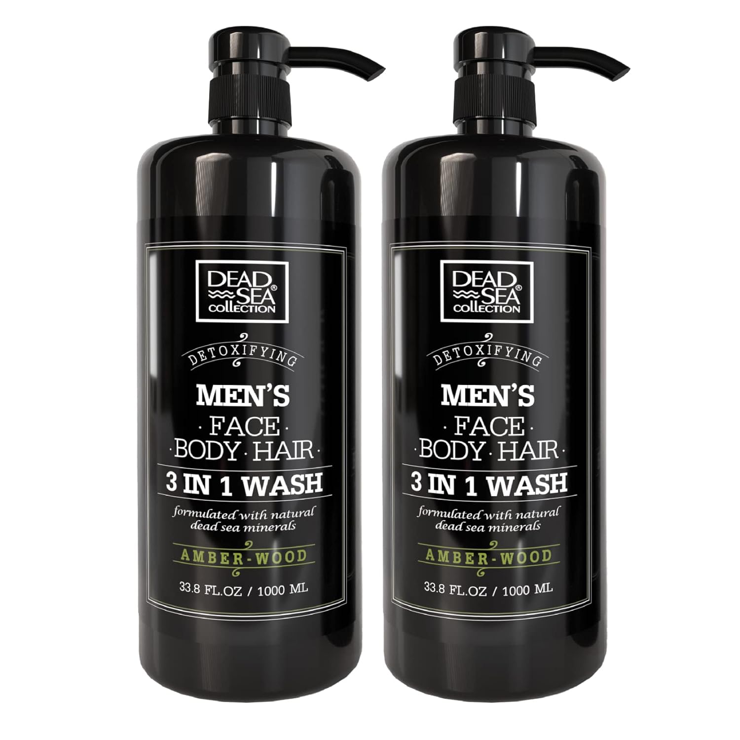 Dead Sea Collection Triple Bundle Men's 3-in-1 Body Wash Sandalwood Amberwood 6-Piece Set - Image 4