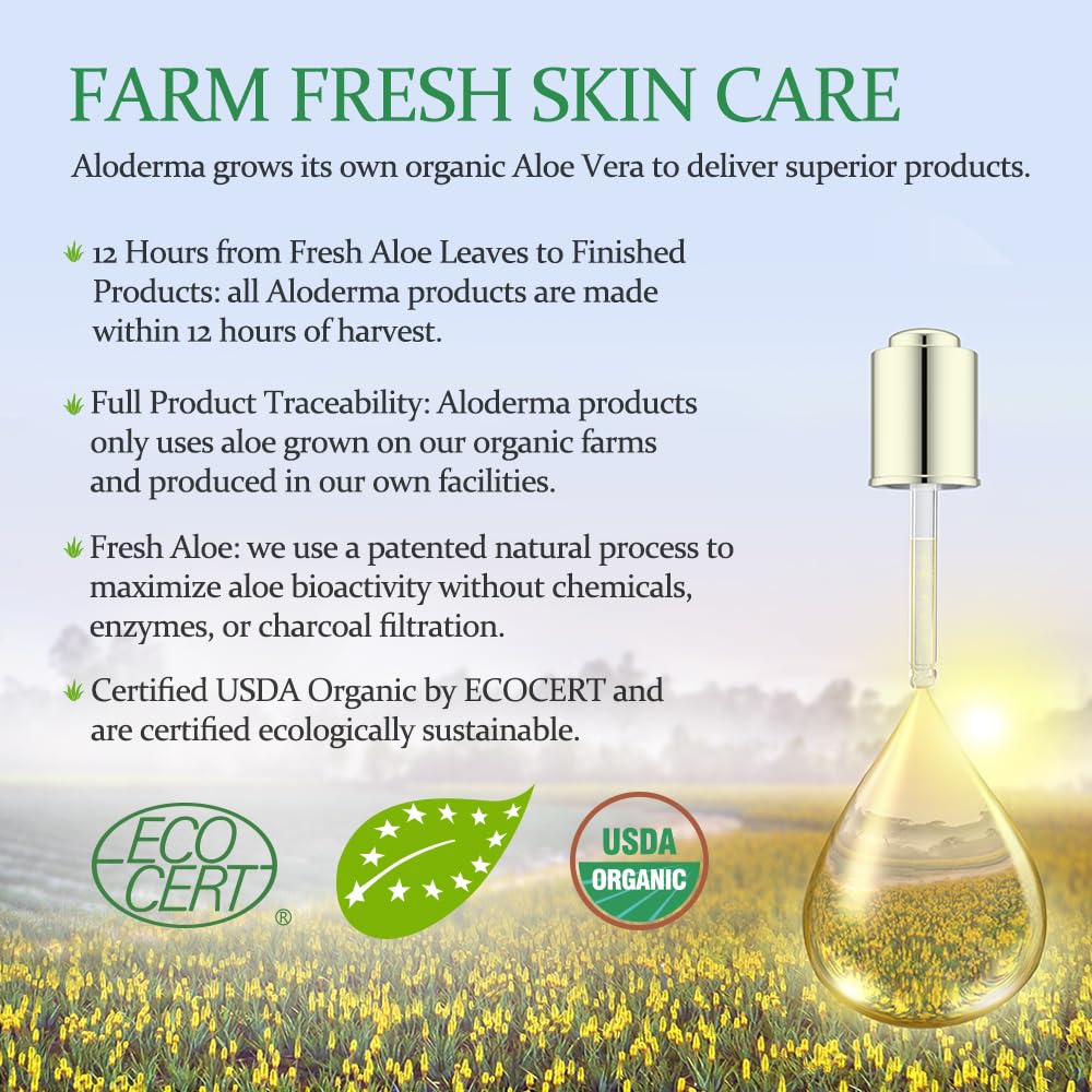 Aloderma Aloe Vera Firming Facial Moisturizer with 72% Organic Ingredients - Nourishing & Replenishing - Natural Face Lotion for Aging Skin - Smooths the Appearance of Fine Lines & Wrinkles, 3.5oz - Image 5