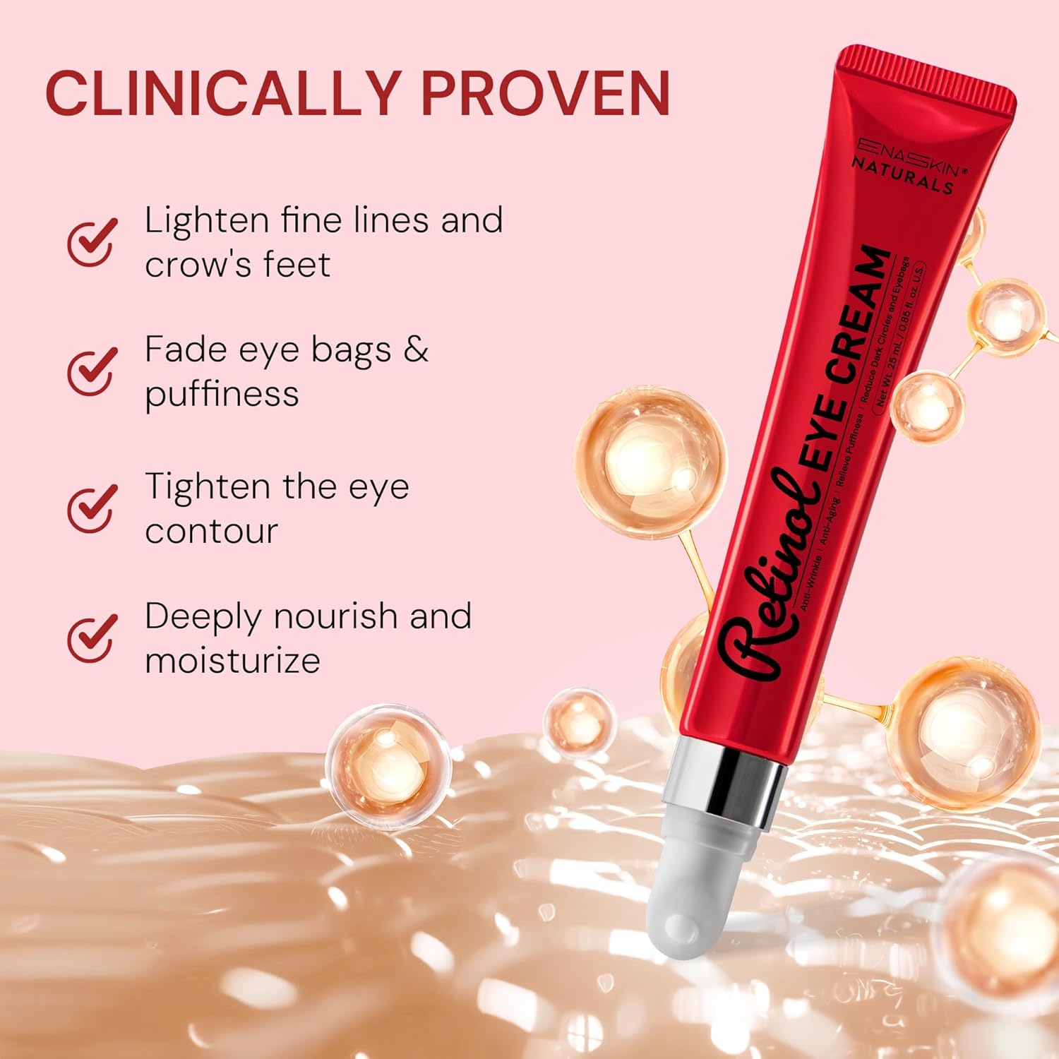 Revitalizing Anti-Aging Eye Cream, 0.85 fl oz, with Retinol, Polypeptides for Dark Circles & Puffiness - Image 3