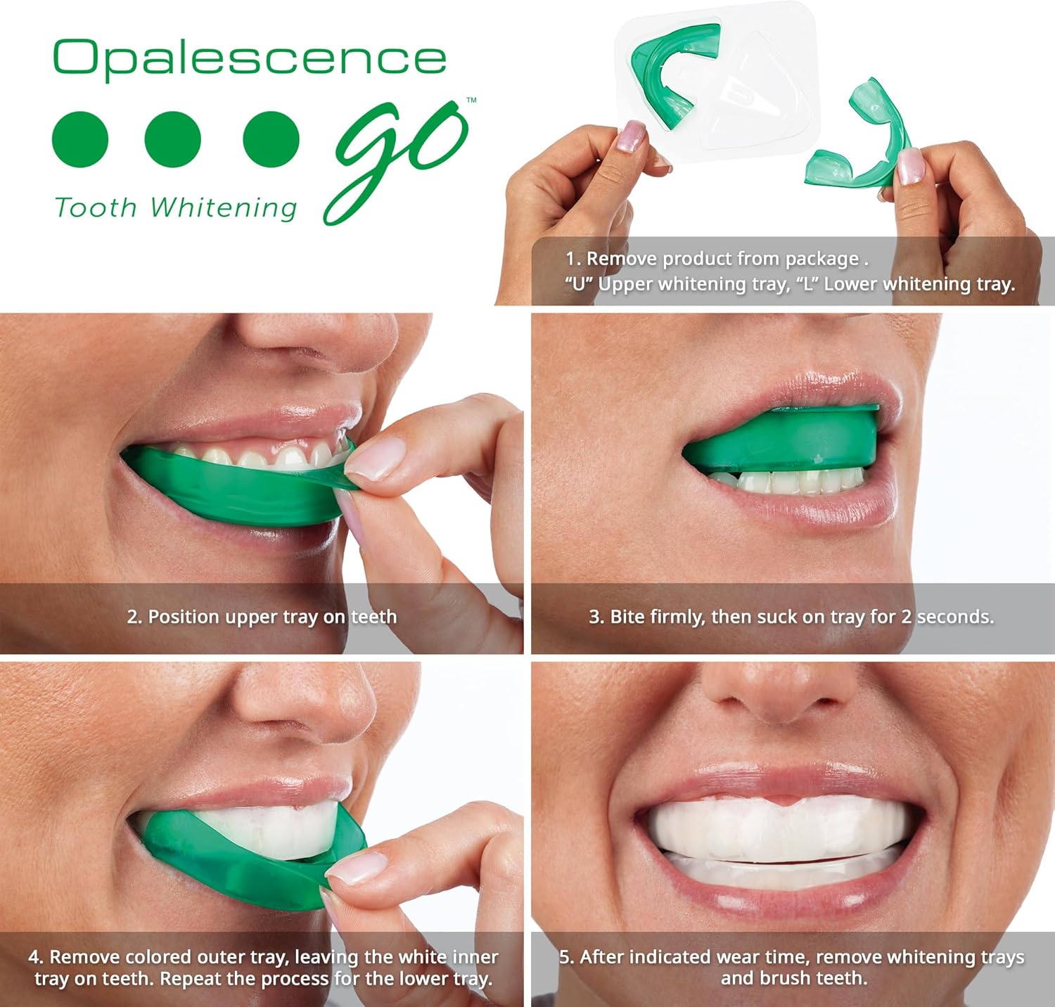 Opalescence Go 15% Hydrogen Peroxide Teeth Whitening Kit 10 Treatments Mint Flavor Sensitive Toothpaste 4.7 Oz - Image 2
