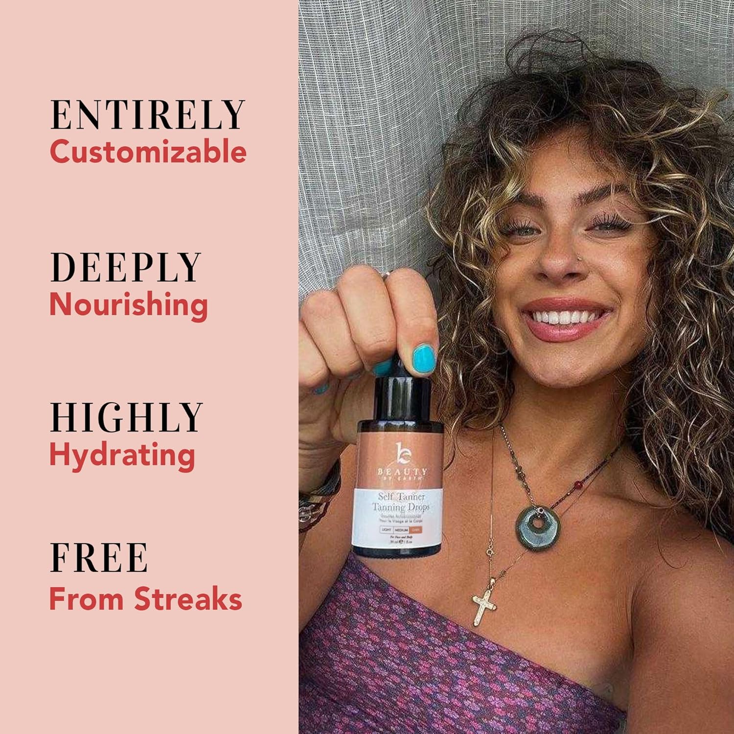 Organic Dark Self Tanning Drops with Kabuki Brush for Face and Body - Image 4