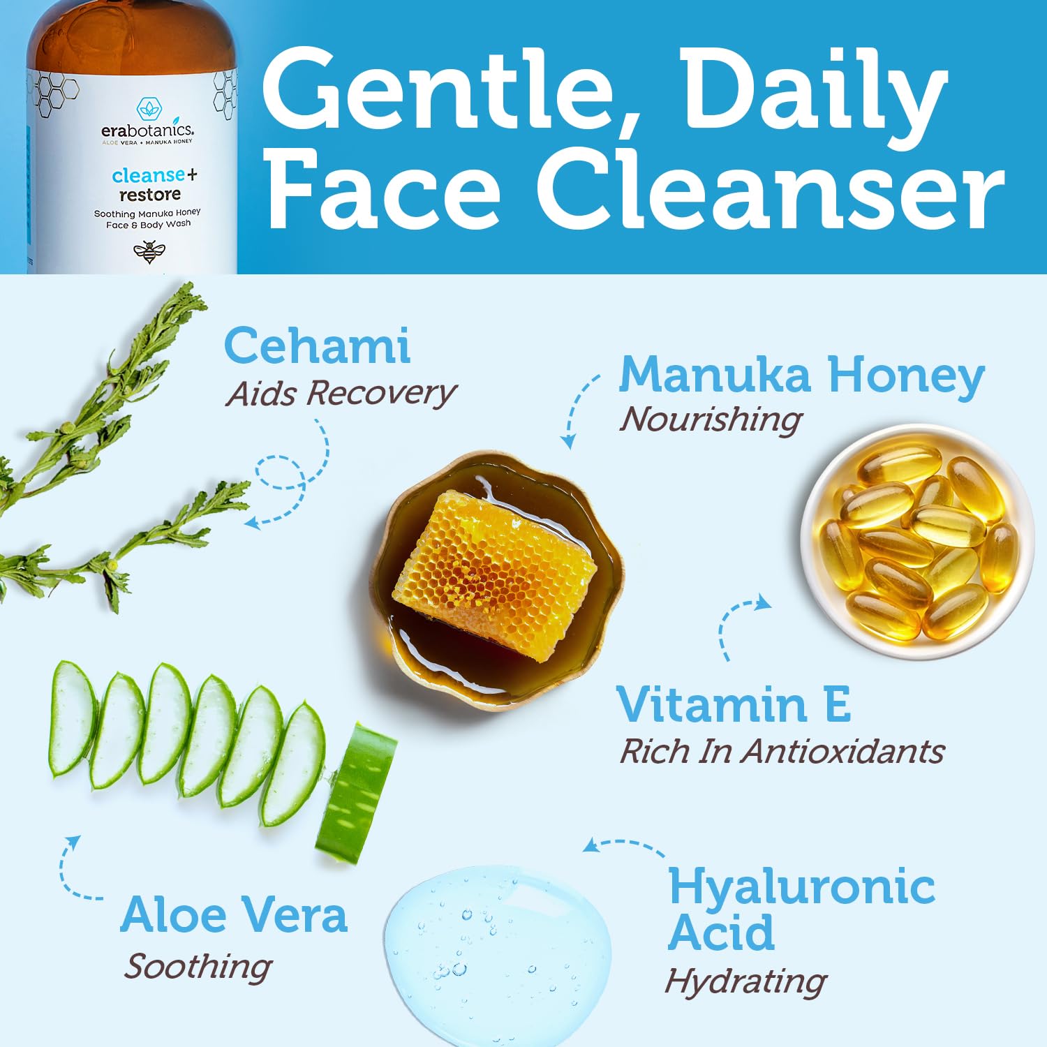 Era Organics Face Wash & Face Scrub – Microdermabrasion Face Scrub with Manuka Honey Plus Walnut for Blackheads & Buildup + Manuka Honey Face Wash for Gentle, Sulfate-Free Cleansing (8oz 2 pack + 4oz) - Image 4
