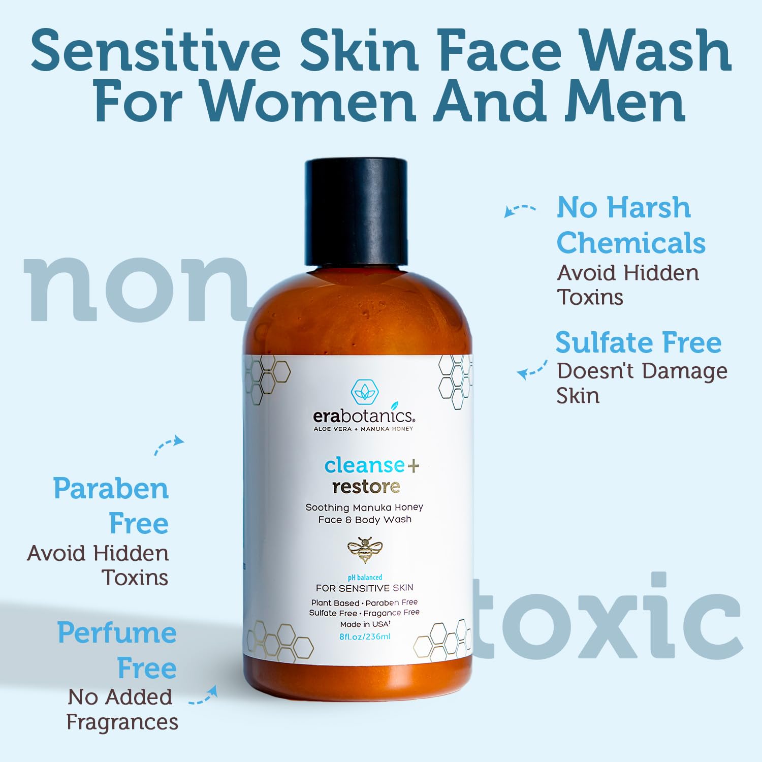 Era Organics Face Wash & Face Scrub – Microdermabrasion Face Scrub with Manuka Honey Plus Walnut for Blackheads & Buildup + Manuka Honey Face Wash for Gentle, Sulfate-Free Cleansing (8oz 2 pack + 4oz) - Image 8