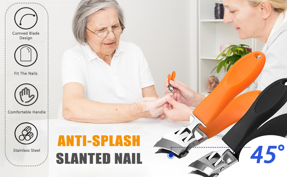 Wide Jaw Opening Anti-Splash Slanted Nail Clipper
