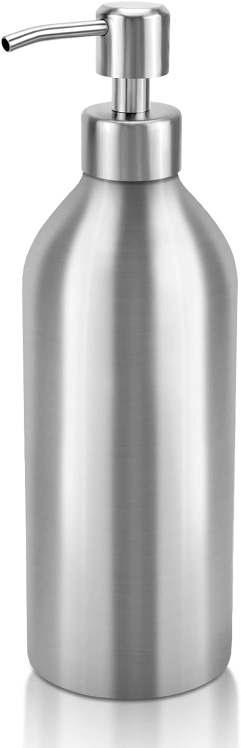 Large Dish Soap Dispenser - 25.5Oz Countertop Brushed Stainless Steel Soap Bottle with Anti-Rust Leakproof Pump, Hand Liquid Soap Dispenser for Bathroom & Kitchen