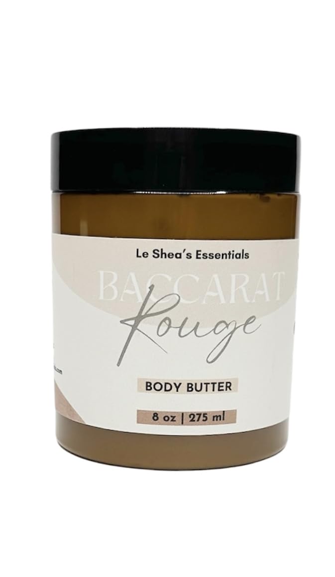 Baccarat Rouge 540 Inspired Fragrance Type, Body Butter Cream w African Shea Butter, Mango Butter, Vitamin E Oil, Aloe Vera, Hydrating Skin Care, Vegan Moisturizer, Thick Lotion Plant Based Care for Dry Cracked Hands Feet Bold Scent Version 8 oz