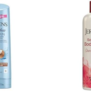 Jergens Wet Skin Body Lotion with Coconut Oil, In Shower Lotion for Dry Skin & Softening Body Wash, Daily Moisturizing Skin Cleanser, Paraben Free, 22 Ounces, Infused with Cherry Almond