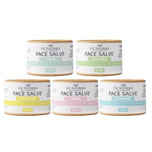 J&L Naturals Sustainable Face Salve Moisturizer for Combination Skin & Oily Skin | Organic Ingredients, 100% Natural | Cruelty Free, Vegan, Paraben Free (Variety, 1.5 Oz (Pack of 5))