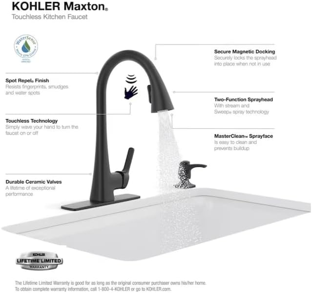 kohler Touchless Pull-Down Kitchen Faucet with Soap Dispenser - Image 4