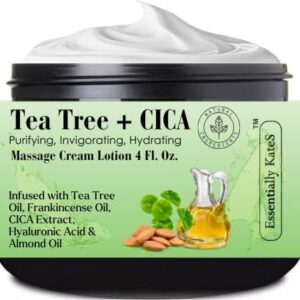 Tea Tree - CICA Purifying, Invigorating, Hydrating Massage Cream Lotion 4 Fl Oz - Helps Relax Muscle and Stiffness - Helps Tone & Nourish Skin - Super Hydration - Redness, Puffiness, Itchy Skin