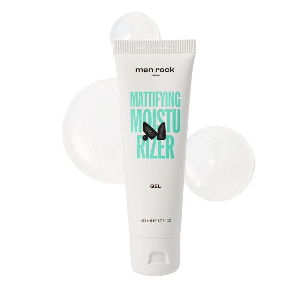 Men Rock Mattifying Moisturizer Gel - Mens Face Moisturizer - Moisturizing Face Lotion for Men - Skincare Products - Daily Facial Lotion - 1.7 oz