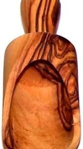 Holy Land Market Olive Wood Salt Spoon/Scoop - Handcrafted Small Shovel, 3 In, Brown, Mediterranean Kitchenware - olive wood bath salt scoop