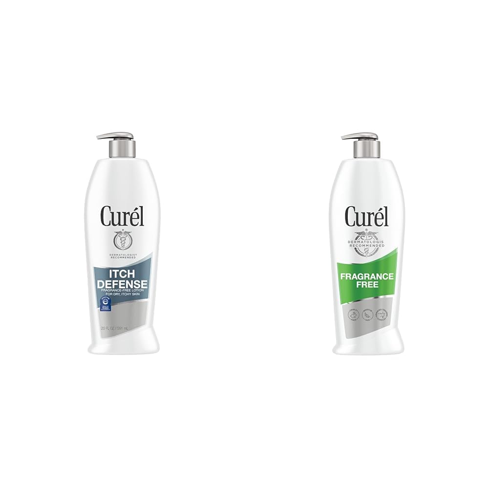 Curel Itch Defense Calming Body Lotion & Fragrance Free Comforting Body Lotion, Unscented Dry Skin Moisturizer for Sensitive Skin, with Advanced Ceramide Complex, Repairs Moisture Barrier, 20 oz