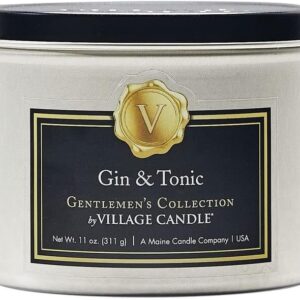 Village Candle Gin & Tonic Gentleman's Collection, 11 Ounce, Silver Tin with Black Lid