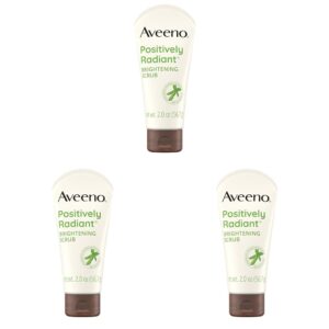 Aveeno Positively Radiant Skin Brightening Exfoliating Daily Facial Scrub, Moisture-Rich Soy Extract, helps improve skin tone & texture, Oil-& Soap-Free, Hypoallergenic, Travel Size, 2 oz (Pack of 3)