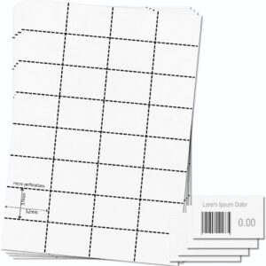 Shelf Edge Barcode Price Ticket Labels 32-up [25 Sheets - 800 Pack] 37x52mm Custom Printable A4 120gsm Card Micro-Perforated Non-Adhesive Merchandise Tag Includes Design Template