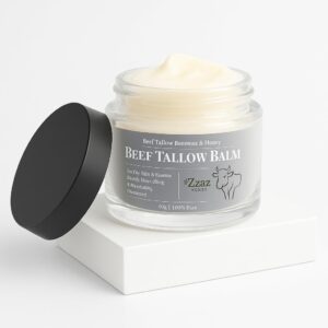 Beef Tallow Balm - 100% Pure Ingredients - Unscented Multipurpose Balm for Skincare - Beef Tallow Moisturizer 2oz/60g