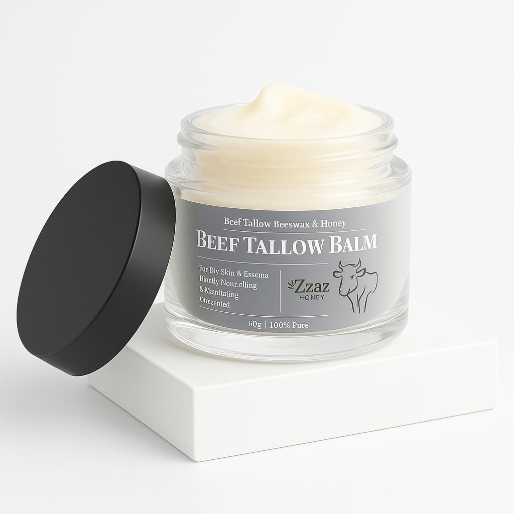Beef Tallow Balm - 100% Pure Ingredients - Unscented Multipurpose Balm for Skincare - Beef Tallow Moisturizer 2oz/60g