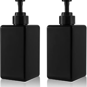 15 oz Hand Soap Dispenser, Plastic Pump Bottles, Refillable Empty Lotion Dispenser Liquid Container for Bathroom Kitchen College Dorm, 2 Pack Black