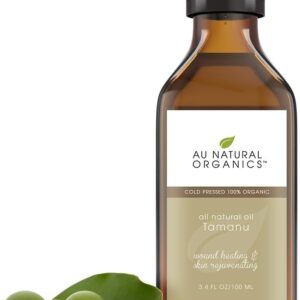 Tamanu Oil – USDA Certified Cold Pressed Treatment for Psoriasis, Eczema, Acne Scar, Non-GMO Gluten & Hexane Free Oil for Face, Skin & Hair, Calms Dry Scaly Irritated Skin, 3.4 oz