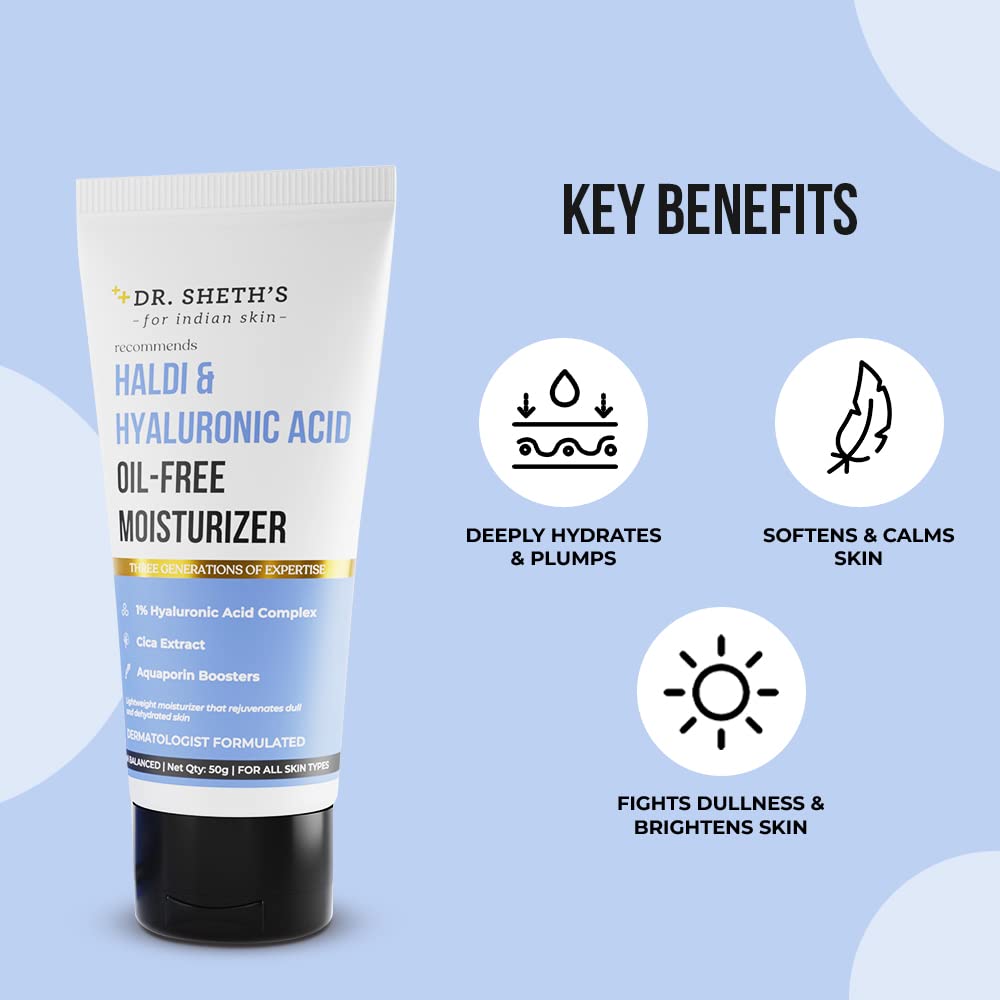 Dr. Sheth's Oil-Free Moisturizer with Hyaluronic Acid & Turmeric | Rehydrates Dull Skin, Enhances Texture, Softens & Calms | Lightweight, Non-Greasy | 1.76 Oz (50g) - Image 2