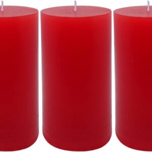 3 Pack 3x6 Inch Red Pillar Candles for Romantic Valentine's Day and Christmas, Unscented Column Candle for Home Restaurants, Smokeless Dripless and Clean Burning Emergency Candle