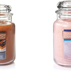 Yankee Candle Salted Caramel and Pink Sands Scented 22oz Large Jar Candles (2-pack)