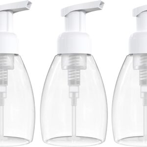 BRIGHTFROM Foaming Soap Dispenser Pump Bottles, BPA Free Empty Refillable Plastic Container for Liquid Soap - Kitchen, Bathroom, Commercial - 8oz (250ml) Pack of 3, Clear