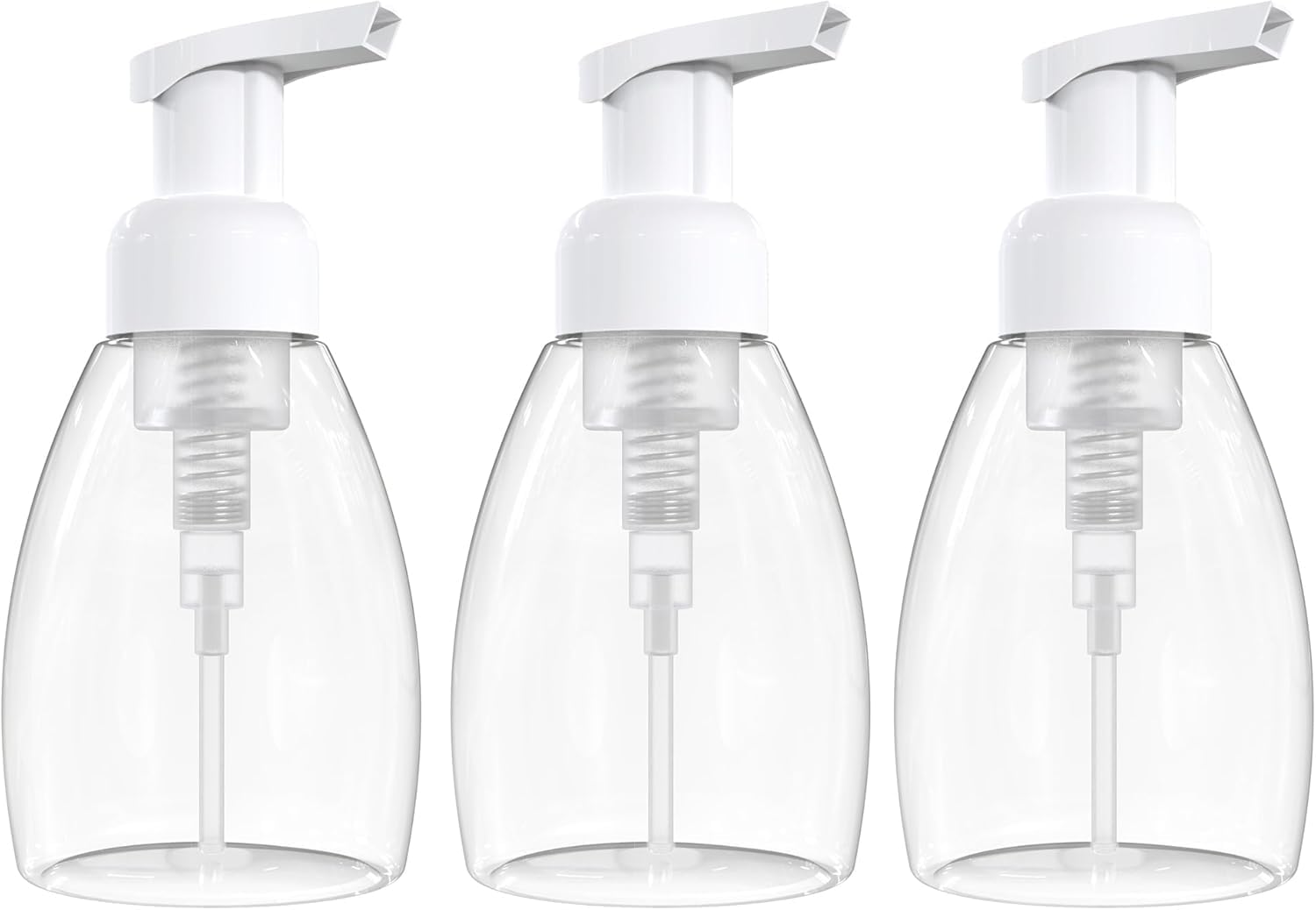 BRIGHTFROM Foaming Soap Dispenser Pump Bottles, BPA Free Empty Refillable Plastic Container for Liquid Soap - Kitchen, Bathroom, Commercial - 8oz (250ml) Pack of 3, Clear