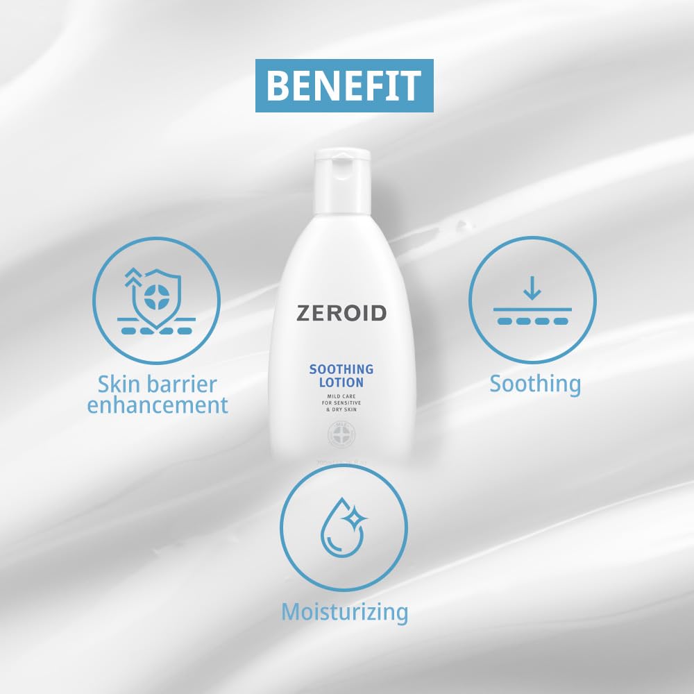 ZEROID Soothing Lotion for Sensitive Skin 6.76 fl oz Face and Body Moisturizer - Image 3