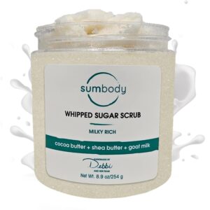 Whipped Sugar Body Scrub Vanilla Citrus - Goat Milk Body Scrub for Sensitive Skin, Foot & Hand Scrub for Men and Women, Hydrating Bath Scrub & Body Exfoliator Sugar Scrubs, Made in USA