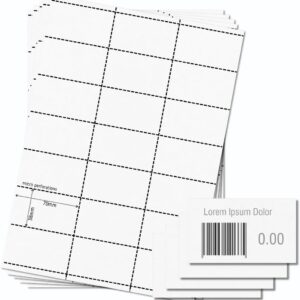 Shelf Edge Barcode Price Ticket Labels 21-up [25 Sheets - 525 Pack] 38x70mm Custom Printable A4 120gsm Card Micro-Perforated Non-Adhesive Merchandise Tag Includes Design Template