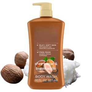 Moisturizing Body Wash with Shea Butter and Brown Sugar, 30 fl oz, For Dry Skin