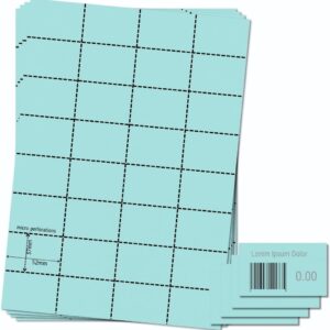 Blue Shelf Edge Barcode Price Ticket Labels 32-up [25 Sheets - 800 Pack] 37x52mm Custom Printable A4 120gsm Card Micro-Perforated Non-Adhesive Merchandise Tag Includes Design Template