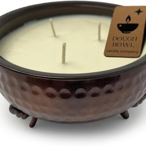 Dough Bowl Candle Co. Mahogany Teakwood Candle - Strong Scented Soy Candles for Men Cave with Musky Aroma, 3 Wick Mens Room Decor, Masculine Luxury Room Essentials, Unique Man Stuff with 50H Burn Time