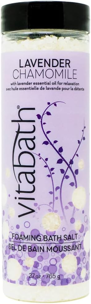 Vitabath Lavender Chamomile Foaming Bath Salts Relaxing Bubble Aromatherapy - Muscle & Body Ache Soothing Foamy Soak & Nourishing Skincare for Women & Men – 27 oz