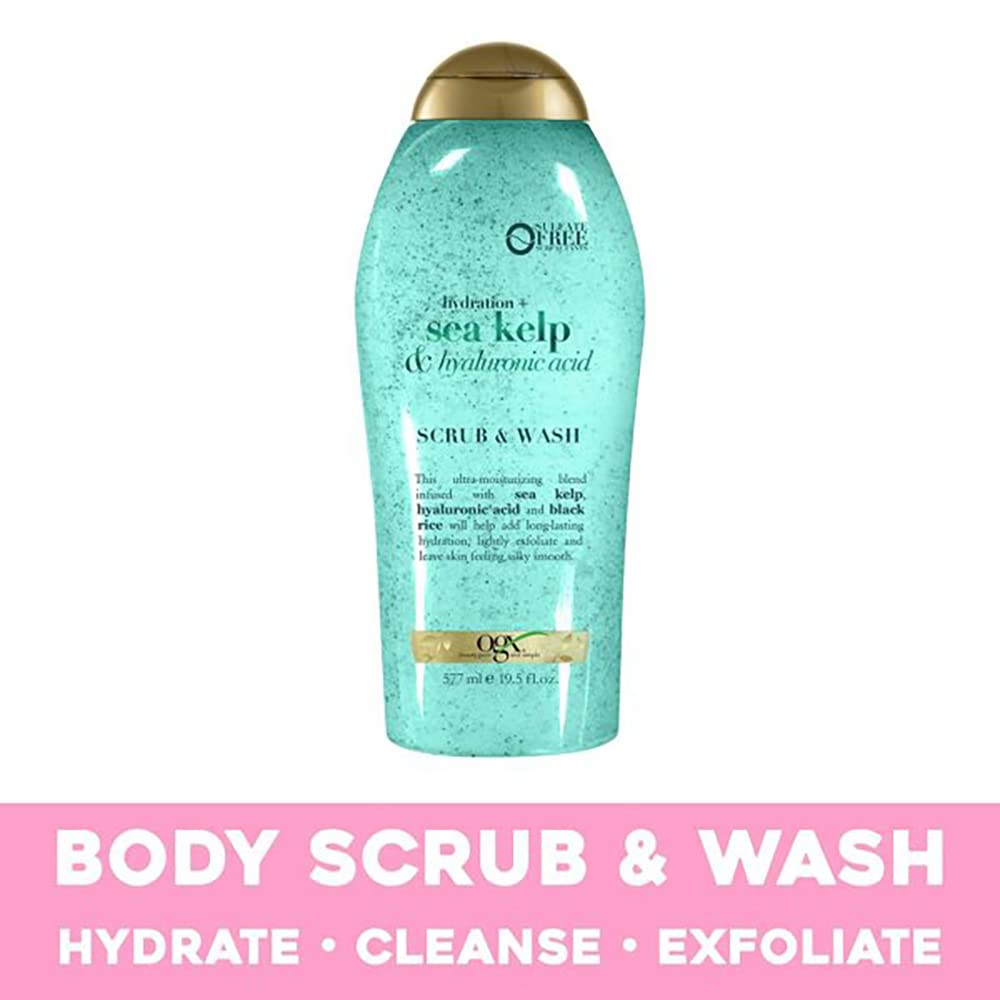 OGX Sea Kelp Hydration Hyaluronic Acid Sulfate-Free Body Scrub Trio 19.5 Fl Oz - Image 2