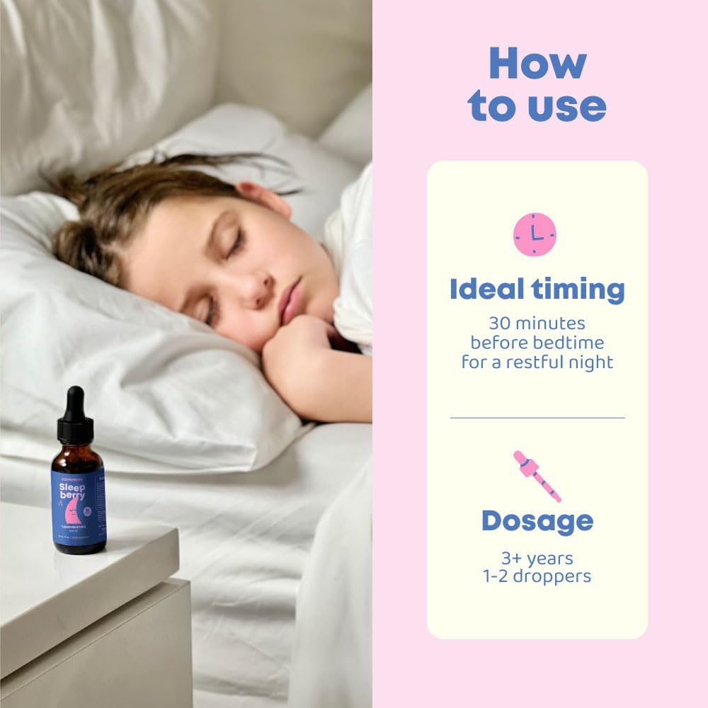 SleepBerry Kid's Natural Sleep Aid Liquid Melatonin 1 Fl oz with Elderberry & Vitamin D - Image 7