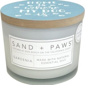 Sand + Paws Scented Candle - Gardenia - Additional Scents and Sizes –Luxurious Air Freshening Jar Candles Neutralize pet Odors and Enhance Home décor – 100% Cotton Lead-Free Wicks - 12 oz