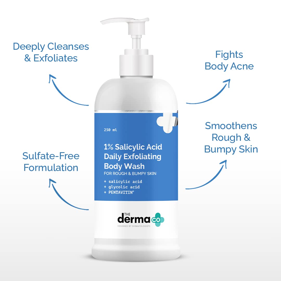 The Derma Co 1% Salicylic Acid Exfoliating Body Wash | Helps Smoothen Rough & Bumpy Skin | Deeply Cleanses & Exfoliates | Helps Reduce Body Acne | 8.45 Fl Oz/250ml - Image 3