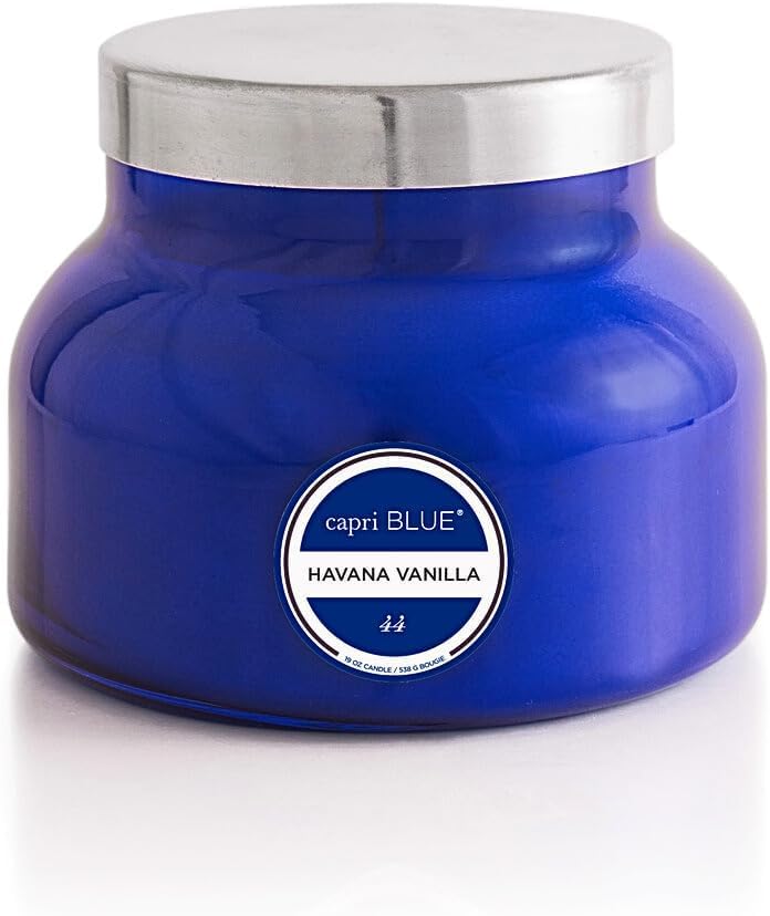 Capri Blue Scented Candles - Soy Candle Wax Blend - Jar Candles - Blue Candle Gifts for Women & Men - Luxury Candles for Home Scented with Vanilla, Bergamot & Sandalwood - Havana Vanilla (19 oz)