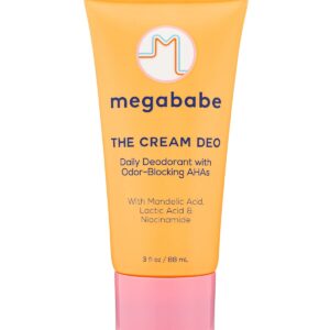 Megababe Daily Deodorant - The Cream Deo with Odor-Blocking AHAs | Treats & Prevents Ingrown Hair | Aluminum-Free, All Natural | Free from Parabens, Sulfates & Phthalates | 3 fl oz