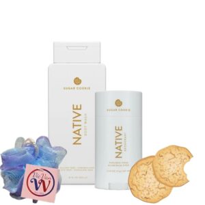 Native Limited Edition Holiday - 18oz Body Wash & 2.5 oz Deodorant and VicVan Bath Sponge Bundle (Sugar Cookie)