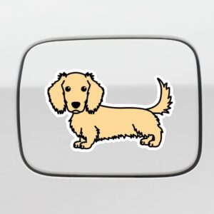 Cream Long Haired Dachshund Car Sticker Decal, Kawaii Dog Puppy Vinyl Decor, Dog Lover Gift, Dog Gift, Pet Vinyl Stickers Bumper for Car Window Mirror Laptop Bottle Removable Plastic Decor.